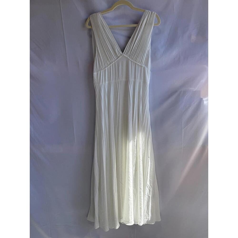 TOME x RTR White Pleated Midi Dress Size 8 stains and mesh tear - Picture 4 of 15